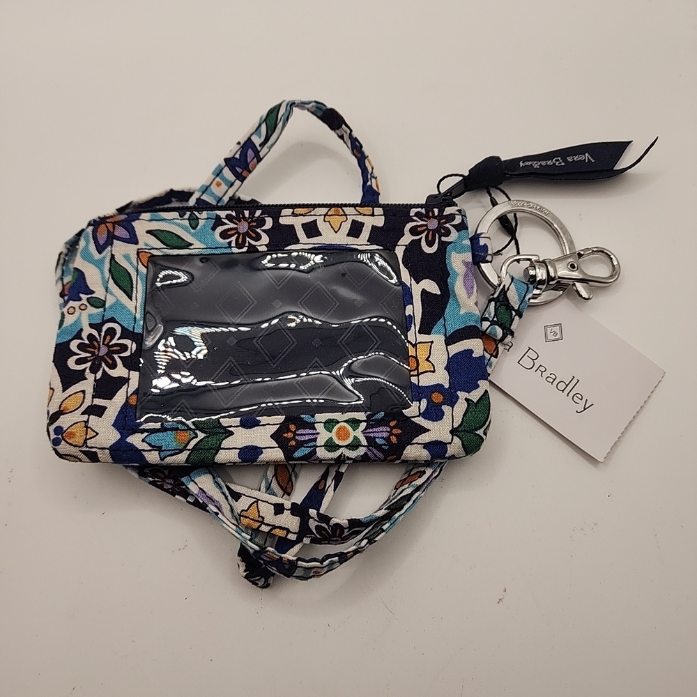 Vera Bradley Zip ID Case + Lanyard Lisbon Medallion Cool New With Tag